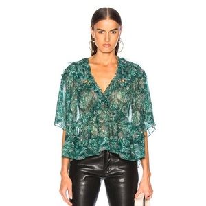 📍SOLD📍 IRO Date Printed Sheer Ruffle Blouse